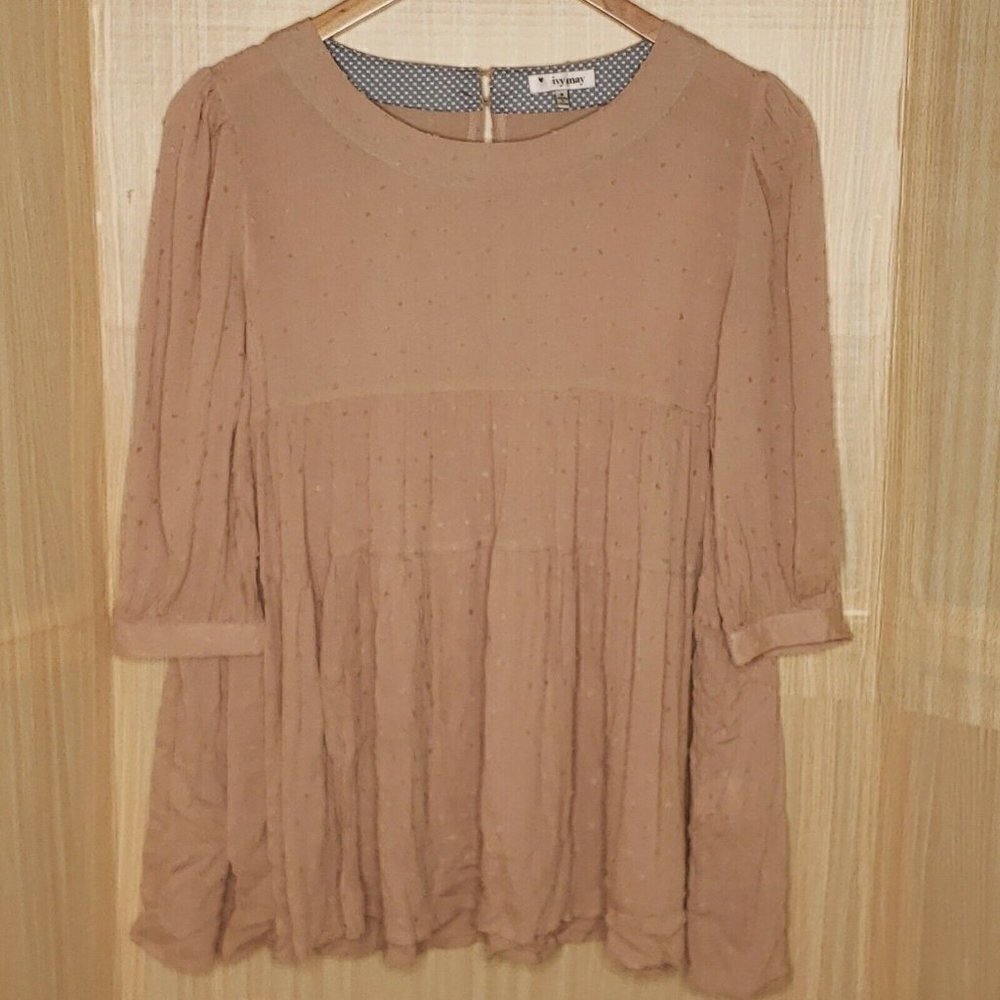 Ivy May Boho Taupe Blush Textured Oversized Top
